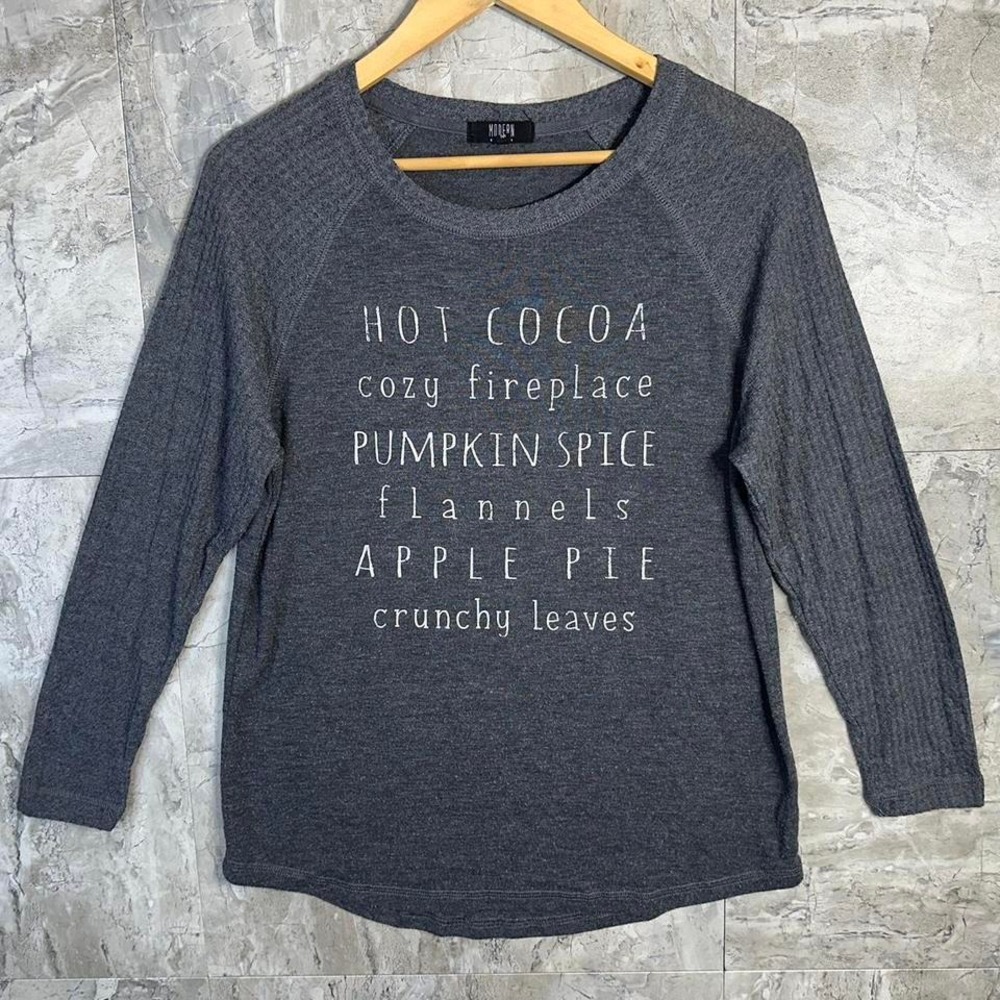 Grey & white Fall long sleeve top‎ Woman's Medium #autumnvibes